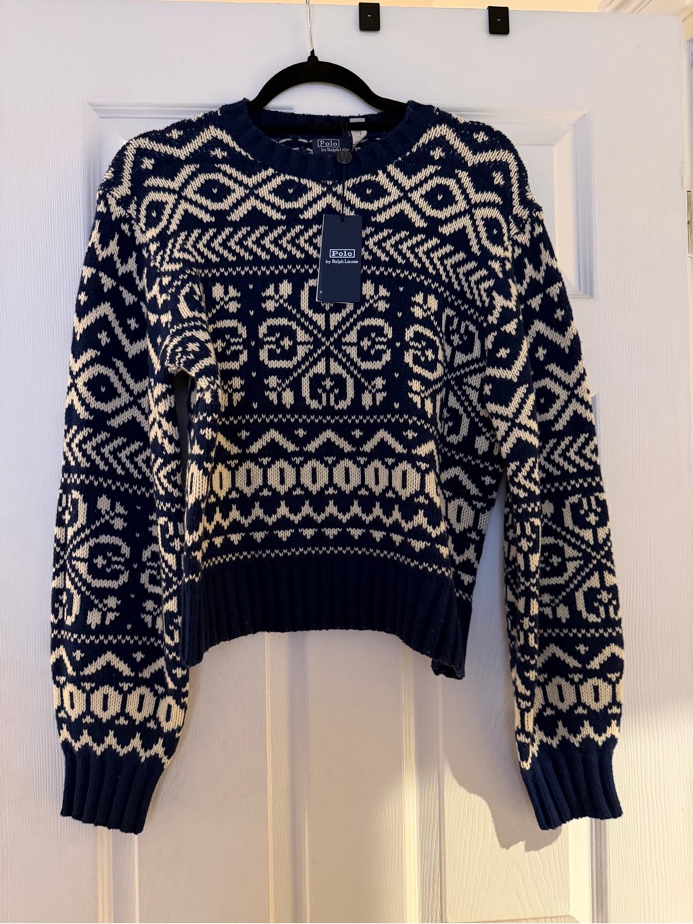Polo Ralph Lauren Fair Isle Nordic Sweater Navy Cream NWT Sz S $398